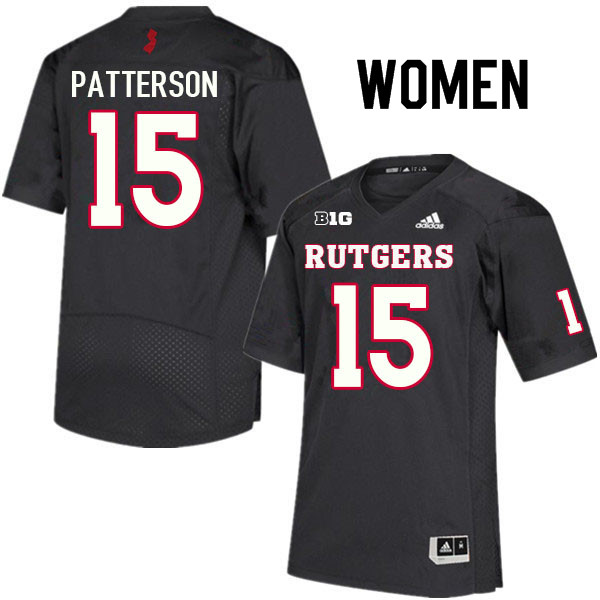 Women #15 Max Patterson Rutgers Scarlet Knights College Football Jerseys Sale-Black